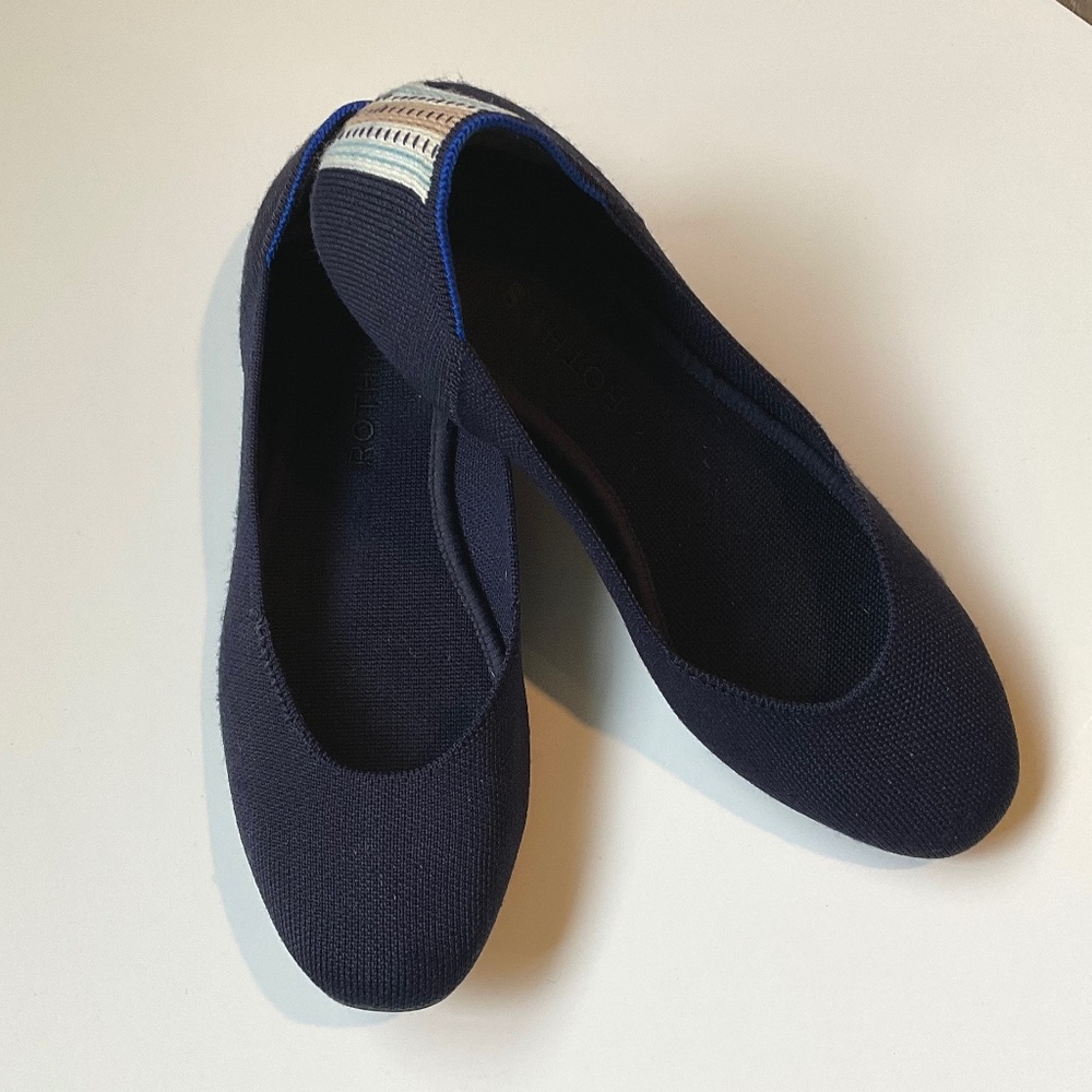 ROTHY’S Square Toe Navy Blue Flats Size 9.5